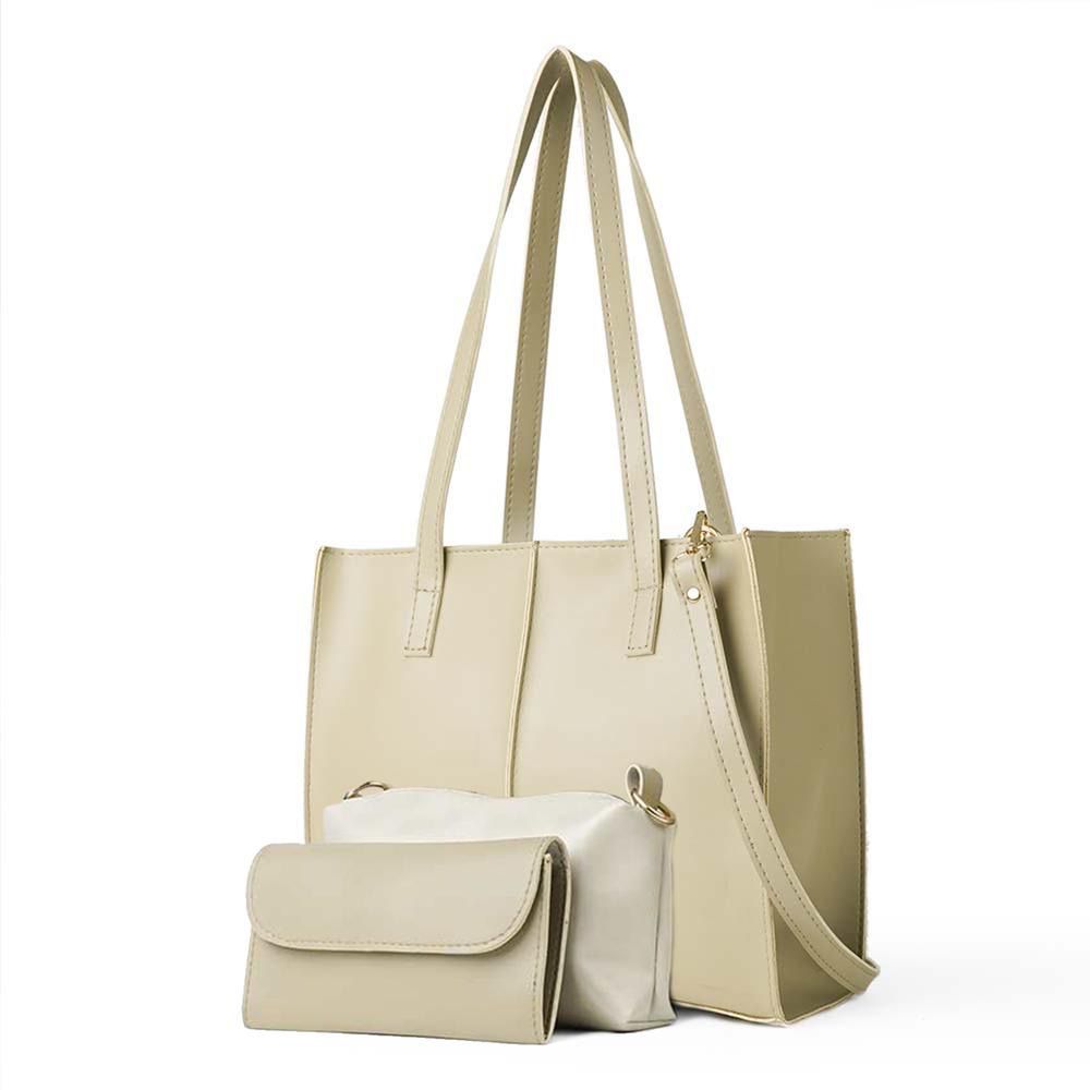 Lily Beige Tote Bag Top Strap Handle