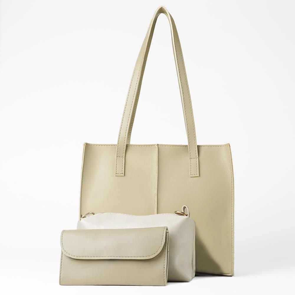 Lily Beige Tote Bag Top Strap Handle